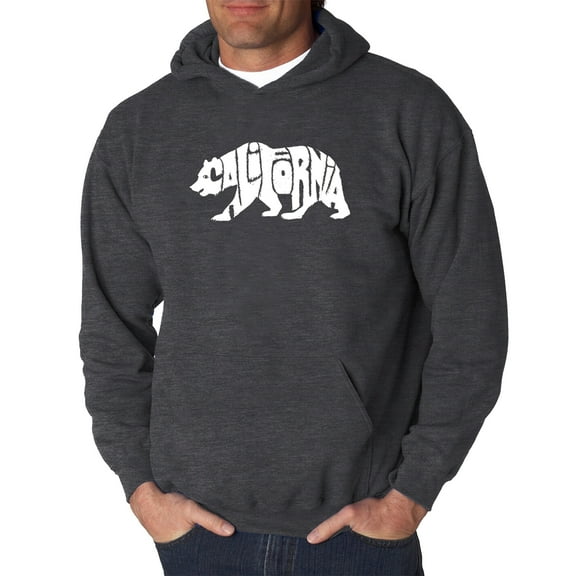 LA Pop Art Men's Word Art Hooded Sweatshirt - California Bear