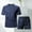4#Dark Blue, variant on lkfuzj Summer Men's Casual Fashion Solid Color Short Sleeved Round-Neck Elastic Waist Set - Lightweight Soft Comfortable All Season, Outdoor Leisure Daily Use, 1PC Blouse + 1PC Pants