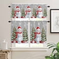 thumbnail image 2 of Christmas Kitchen Curtains and Valances Set, Red Snowman Xmas Balls Pine Tree Snowflakes Grey Rod Pocket Window Valance Window Curtain Panels for Living Room Bedroom Laundry, 27.5x36in, 3 Pieces, 2 of 7