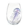 thumbnail image 3 of 12oz Ocean Animal Glass Cup Glassware Marine Life Drinkware Jellyfish Shark Crab Seahorse Coastal Mug,3D - Purple Jellyfish, 3 of 12