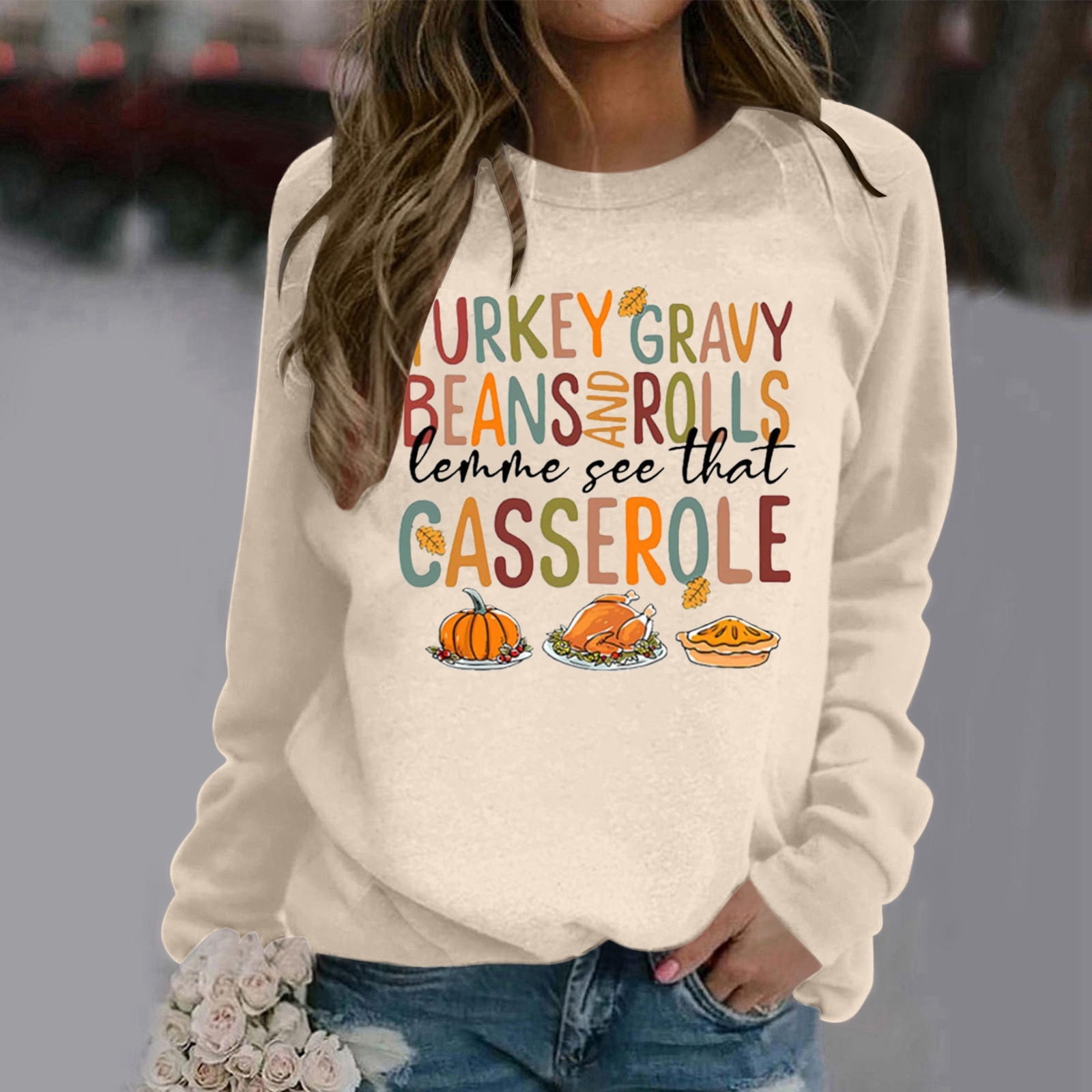 Women Merry Christmas Graphic Sweatshirt Round Neck Long Sleeve Loose Fit Holiday Party Pullover Tops