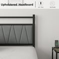 thumbnail image 5 of Twin Size Bed Frame with Charging Station, Metal Platform Bed Frame with Fabric Upholstered Headboard, No Box Spring Needed, Large Under Bed Storage, Non-Slip, Black, 5 of 7