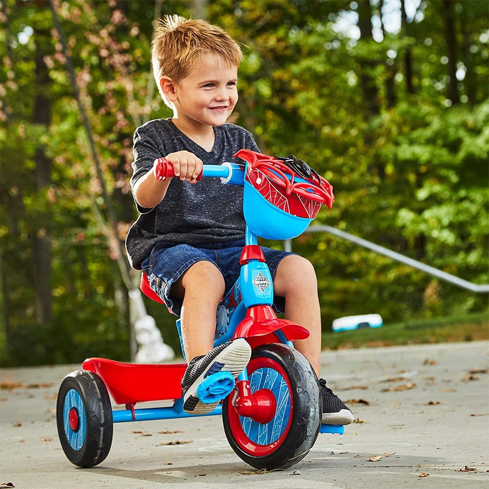 Huffy Marvel Spiderman 3 Wheel Preschool Toddler Tricycle with Basket