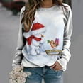 thumbnail image 2 of GHSDFBB Chandails de Noël pour Femmes Mode Loisirs Imprimé Graphique Manches Longues Hauts Mignons Chandail en Molleton Col Rond Cadeau de Noël, 2 of 5