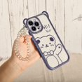 thumbnail image 6 of iPhone 12 Pro Max Bear Case, Clear Cute Sparkle Transparent Soft TPU Stylish Plating Pattern Luxury Case Cover with Lovely Strap Bracelet Chain Women Girls Case for iPhone 12 Pro Max-Purple, 6 of 15