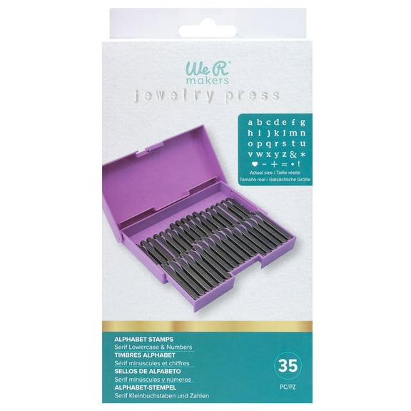 We R Makers Jewelry Press Alphabet Stamps 35/Pkg-Lower Case Serif Font And Symbols