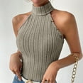 thumbnail image 5 of Mittory Women Ribbed Sweater Tank Tops Knit Mock Neck Top Sleeveless Shirts Summer Casual Basic Vest Tanks, 5 of 5