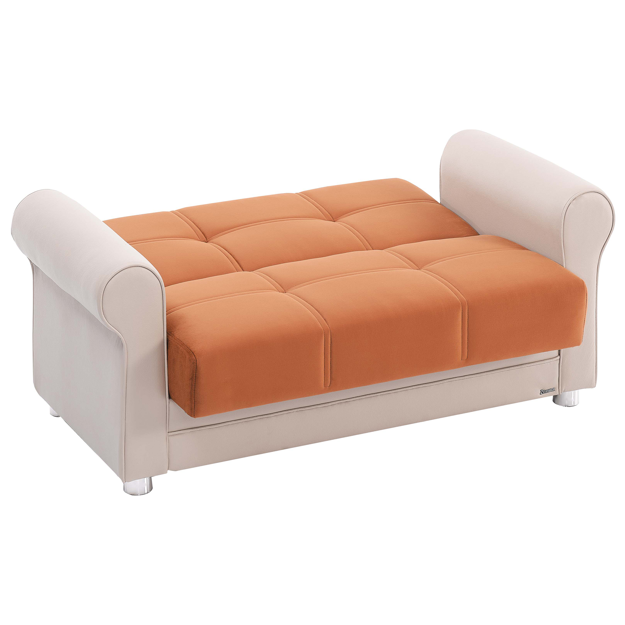 Ottomanson Convertible Sleeper Loveseat with Hidden Storage, Firm Seating, Orange