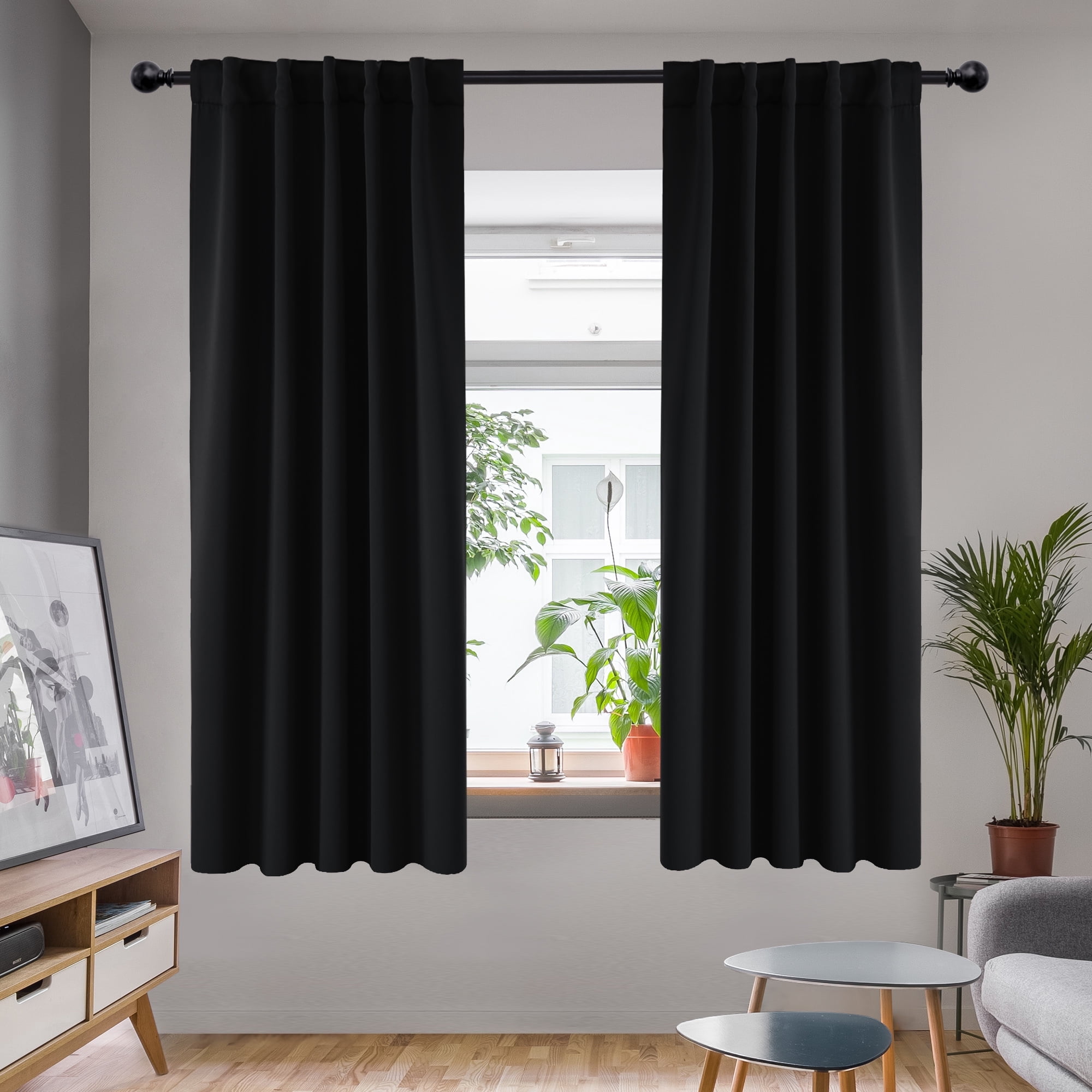 Deconovo Blackout Curtains, Black, 42x63 Inches, 2 Panels