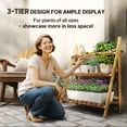 thumbnail image 4 of Outsunny Outdoor Plant Stand, Foldable Flower Stand 3-Tier Wooden Plant Shelf for Garden Indoor Outdoor, 32" x 14" x 37'', 4 of 10