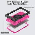 thumbnail image 2 of 3 Layer Case for Samsung Galaxy Tab A9+ 11.0" 2023 SM-X210 / X215 / X216, for Kids Heavy Duty Protective Case with Screen Protector & Pen Holder & 360 Rotating Stand Hand/Shoulder Strap, Rose+Black, 2 of 10