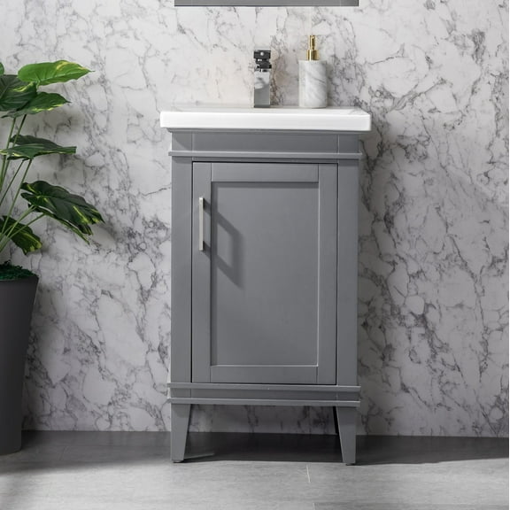 Avery 20" Single Bathroom Vanity with Porcelain Top - Gray