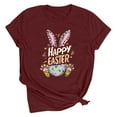thumbnail image 5 of VBTAPA Jesus Shirts for Women Christian Cross Printed Short Sleeve T-shirts Happy Easter Rabbit Graphic Tees Lightning Sales Wine M, 5 of 6