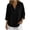 Black, variant on Women's Plus Size Shirts Snap Lapel Neck Solid Color 3/4 Sleeve Shirts Casual Work Cotton Linen Shirts