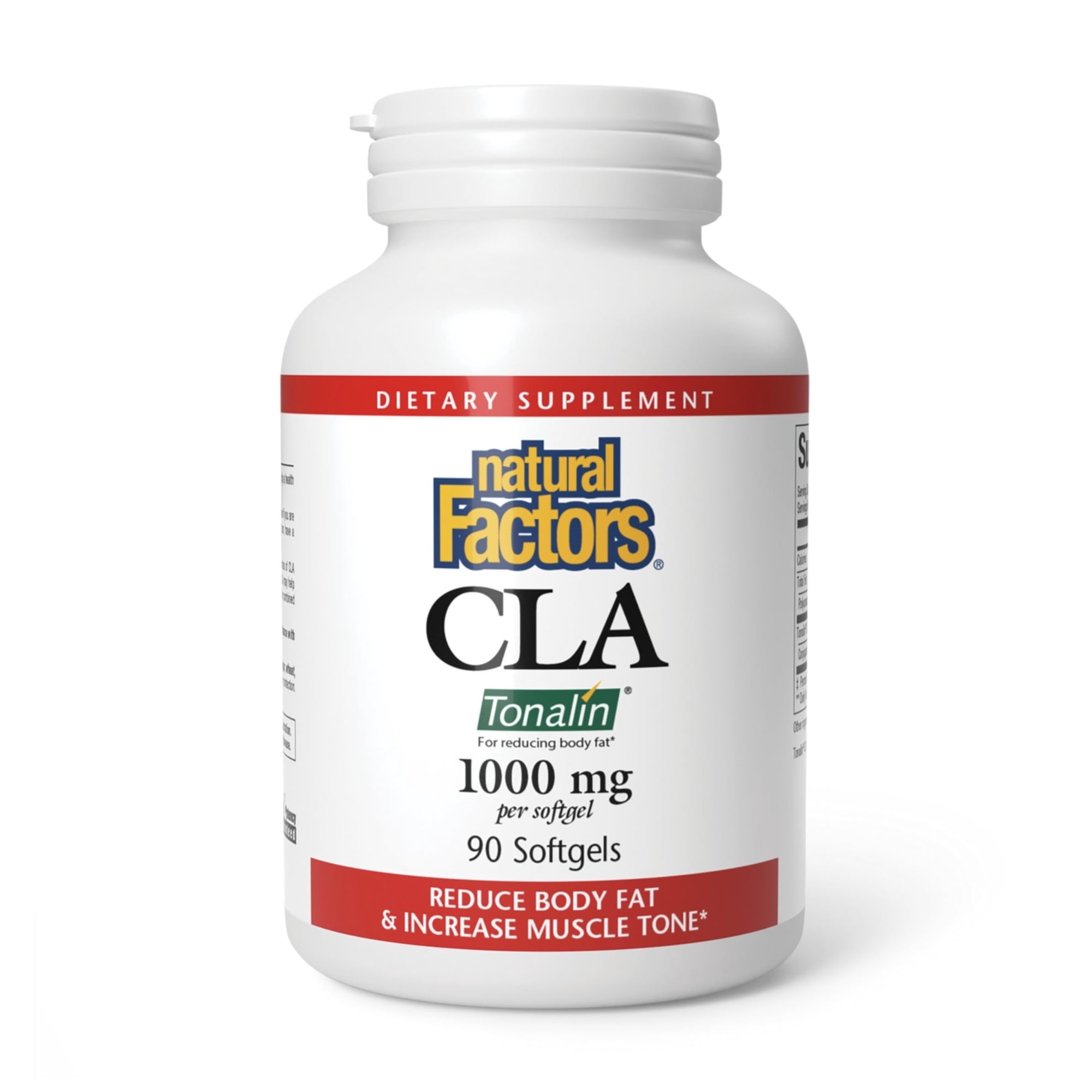 Natural Factors CLA Tonalin 1000 mg, Supports Healthy Muscle Mass and Weight Management, 90 Softgels