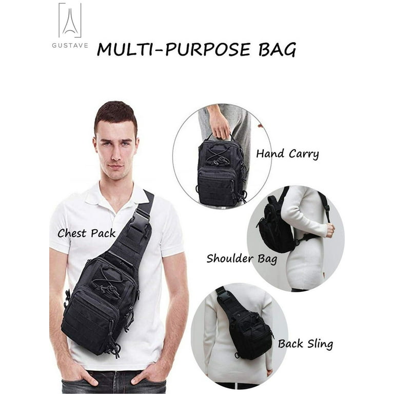 Mens Chest Bag Multi-Function Sling Oxford Outdoor Shoulder Crossbody Bag