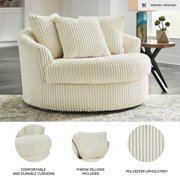 Signature Design by Ashley Lindyn Oversized Swivel Fabric Accent Chair in Ivory