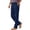 Navy, variant on Ynynloco 100%Cotton Pants for Women High Waist Trousers Tummy Control Office Straight Leg Trousers Ladies Slacks with Pockets