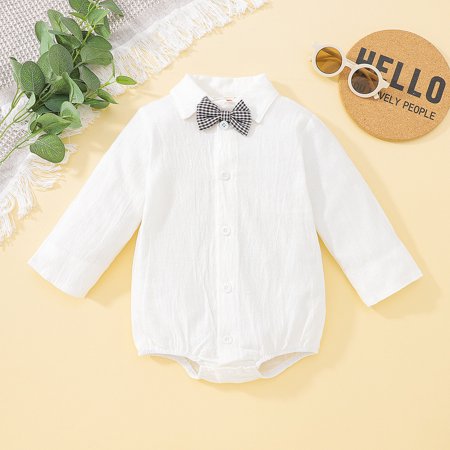 

NIUREDLTD Baby Boys Long Sleeve Plaid Bow Tie Gentle Shirt Romper Tops