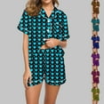 thumbnail image 6 of Yufatyle Valentines Day Pajama Set for Women, Short Sleeve Button Down Loungewear 2 Piece PJ Set Heart Print Shorts Set Orange XXL, 6 of 6