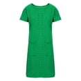 thumbnail image 6 of Scyoekwg Girls Summer Dress Fashion Eyelet Dress with Pocket Cute Crew Neck Solid Color Short Sleeve Comfy Dresses, Green, 7-8 Years, 6 of 6