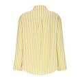 thumbnail image 5 of Clearance Dress Shirts for Women Trendy Long Sleeve Striped Lapel Collar Button Down Tunic Blouses with Side Split (2XL, Yellow), 5 of 7