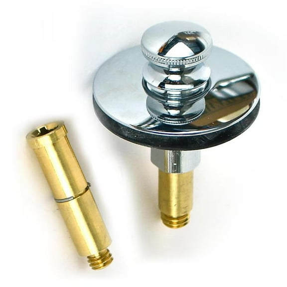 WATCO Push Pull Bathtub Stopper with 3/8 In. and 5/16 In. Brass Pin Adapter In Polished Chrome