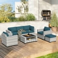 thumbnail image 5 of 7-Piece Outdoor Sectional Patio Furniture Set, All-Weather Wicker Rattan Sofa with Thick Washable Cushions & Tempered Glass Table, Perfect for Garden, Poolside, Backyard, 5 of 8