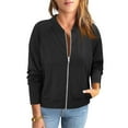thumbnail image 2 of ClodeEU Womens Cropped Zip Up Sweatshirts With Pockets,Long Sleeve Lightweight Casual Bomber Jacket Black,Womens Plus M, 2 of 8