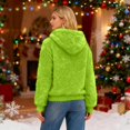 thumbnail image 4 of Women's Hooded Long Sleeve Printed Flannel Top Hooded Sweatshirt for Casual and Warm Fall and Winter Seasons,Green,M, 4 of 8