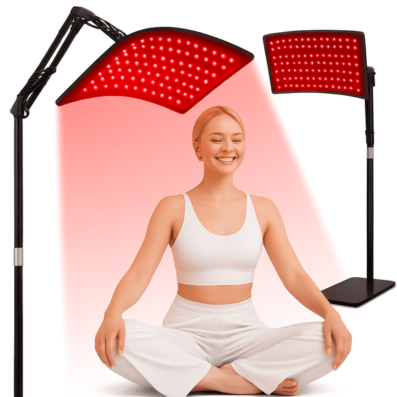 EZ-X Red Light Therapy Lamp- Red and Infrared Therapy for Body & Face with Adjustable Stand- 360 LEDs- 660nm & 850nm Infrared LED Light therapy Device- Adjustable Arms and Height