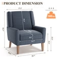 thumbnail image 4 of AFO Modern Accent Chair Set of 2, High Back Upholstered Fabric Armchair with Wood Legs, Mid-Century Wingback Chair for Living Room Bedroom, Blue, 4 of 9