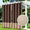 thumbnail image 2 of Waterproof Indoor Outdoor Curtains for Patio –Privacy Sun Blocking Grommet Curtain Panel Weatherproof, UV Resistant Curtains for Gazebo, Front Porch, Pergola, Brown/Beige, W52'' x L94'', 2 Panel, 2 of 12