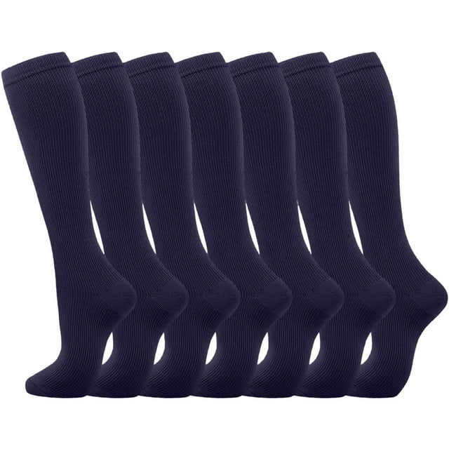 Compression Socks 7 Pairs For Women Men Circulation Knee High Sock Is Support For Athletic Running Cycling Fishnets Tall