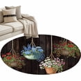 thumbnail image 6 of Spring Floral Round Rug 3.3ft Washable Circle Entryway Rugs Non Slip Wooden Flowers Elegant Pastoral Botanical Area Rug Indoor Floor Carpet for Bedroom Kitchen Living Room Home Office Dining Room, 6 of 8