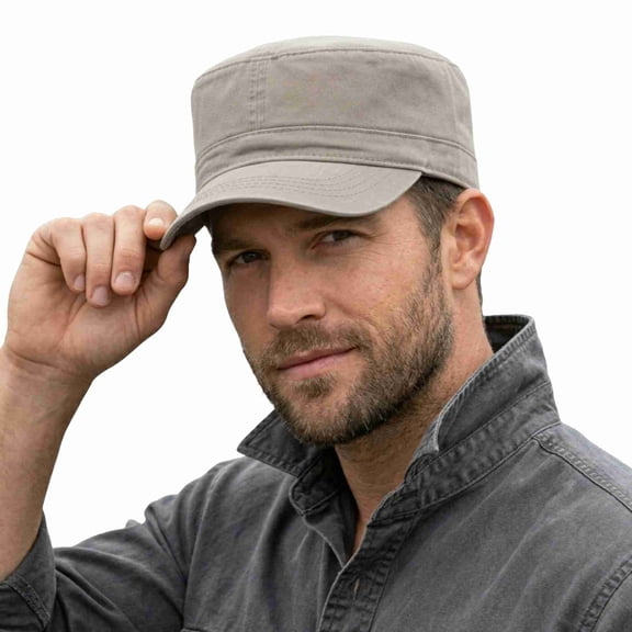 COUVER Unisex Garment Washed Cotton Twill Adjustable Military Hat Dark Khaki One Size (Unisex)