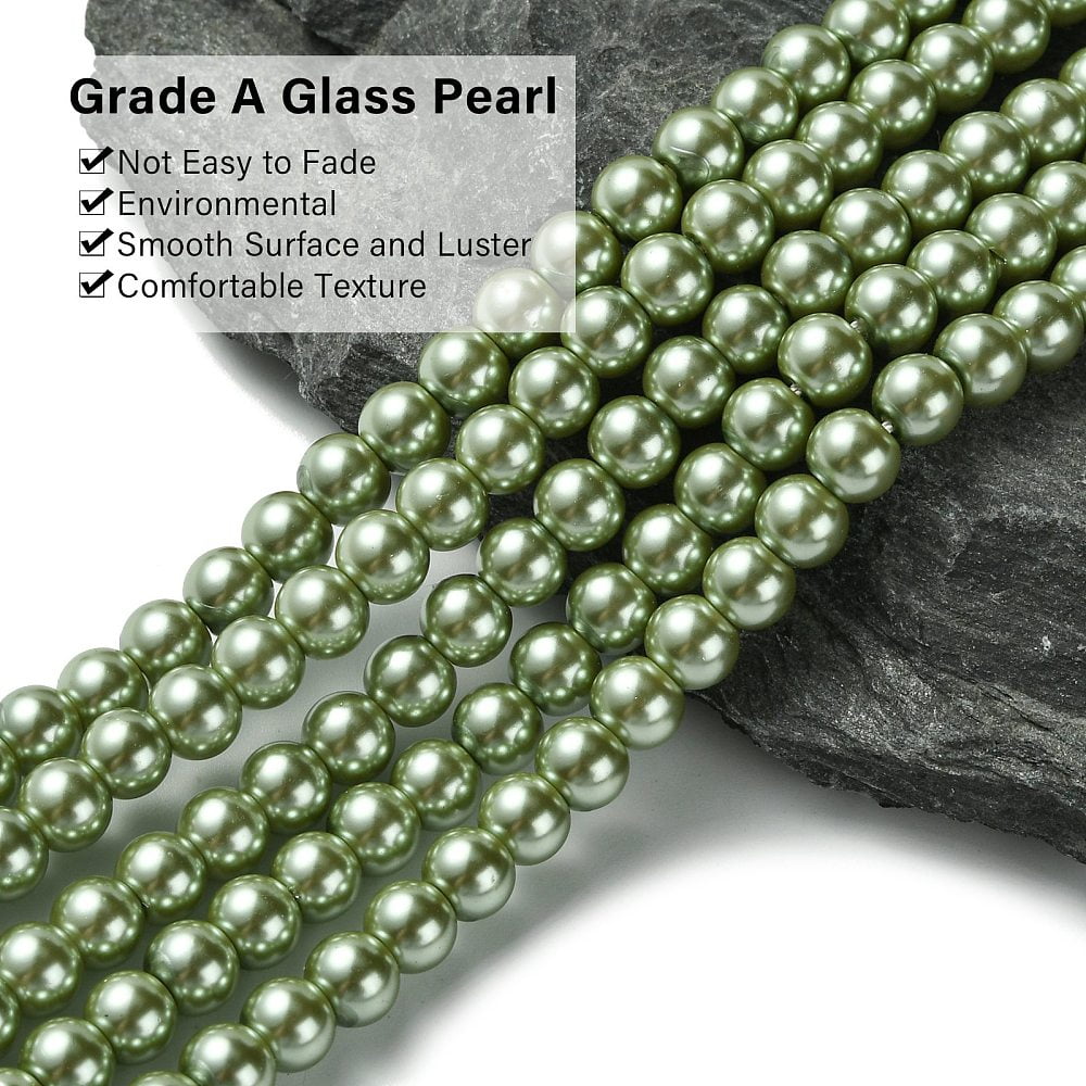 Eco-Friendly Dyed Glass Pearl Beads Strands Grade A Round Cotton Cord Threaded Dark Sea Green 6mm Hole: 1.2~1.5mm 70pcs/strand 15.7 inch
