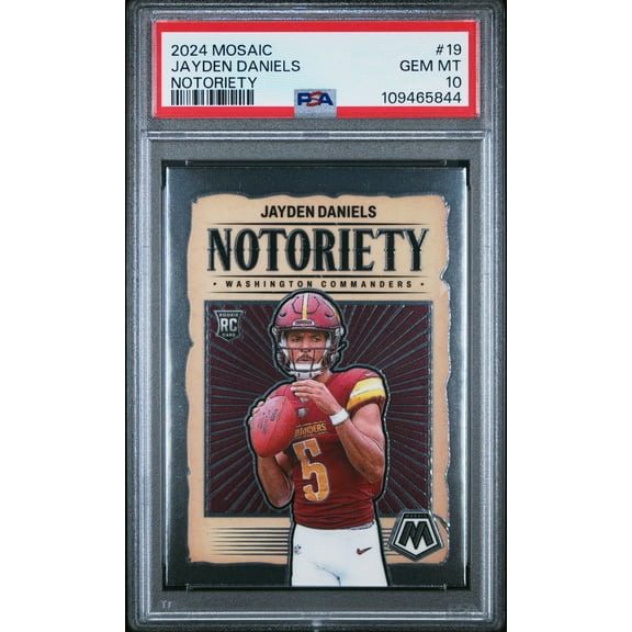 Graded 2024 Panini Mosaic Jayden Daniels #19 Notoriety Rookie RC Football Card PSA 10 Gem Mint