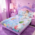 thumbnail image 3 of meiyoeat wave Seaweed Art Bed Sheets,Watercolor Mermaid Monogram B Full Size Sheets,4 Pieces,1 Flat Sheet,1 Fitted Sheet and 2 Pillowcases, 3 of 6