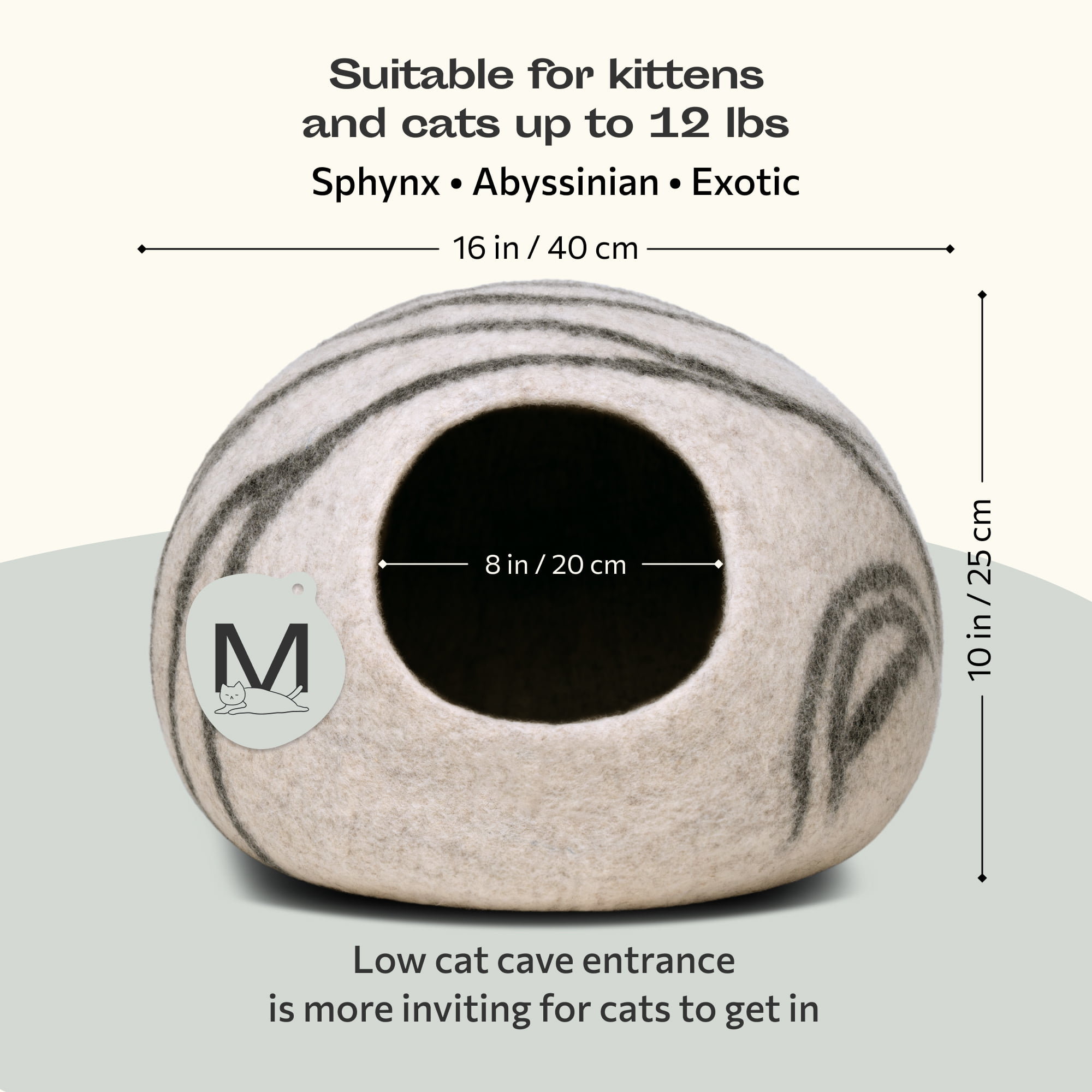 Meowfia Cat Cave for Medium Cats, Light Grey