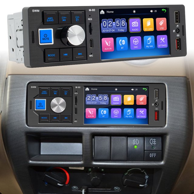 Dual USB Car Audio 1Din Compatible con Bluetooth Audio estéreo HD Carga USB AUX TF