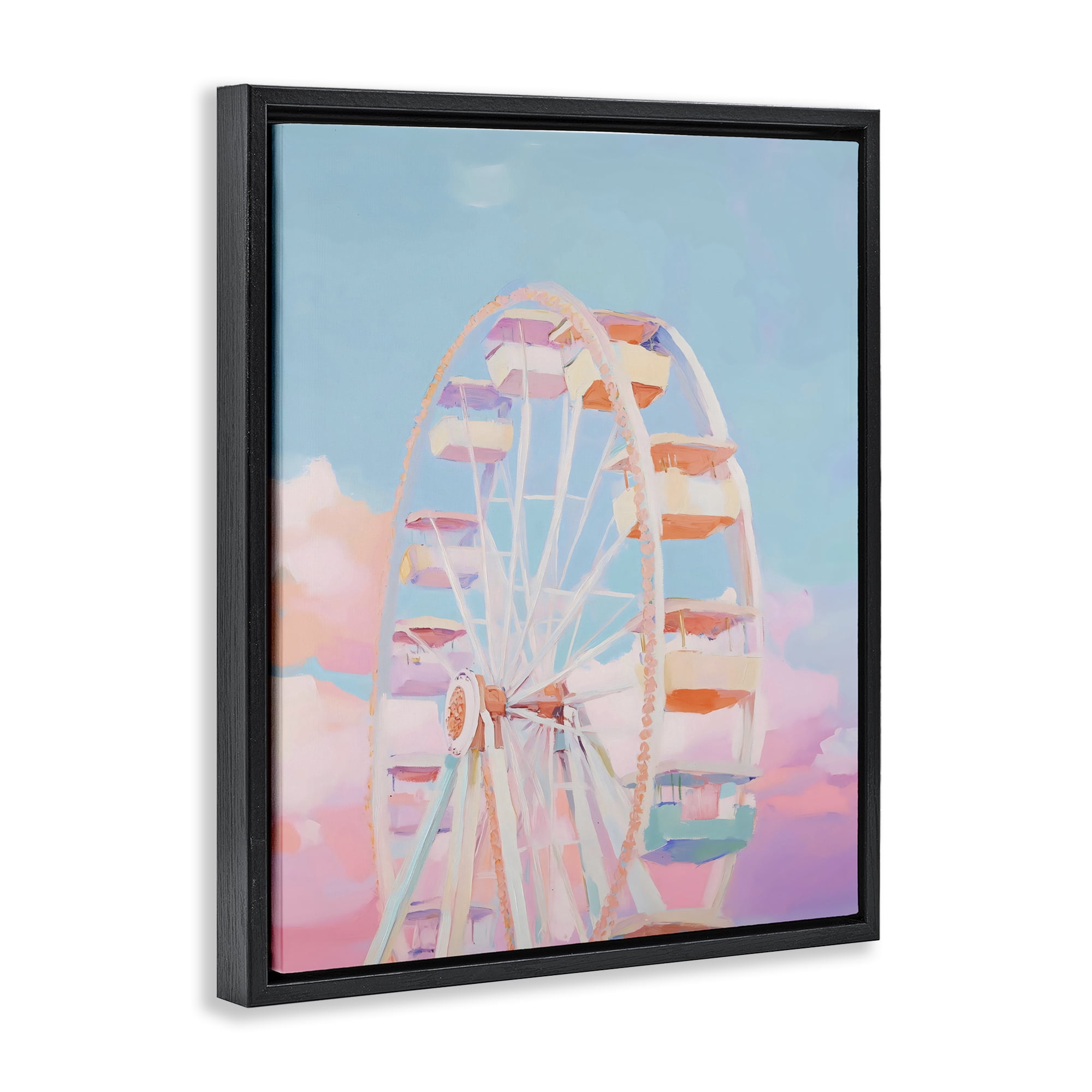 Stupell Industries Ferris Wheel & Cotton Candy Sky Black Framed Floater Canvas Wall Art, design by The Prints Vibe