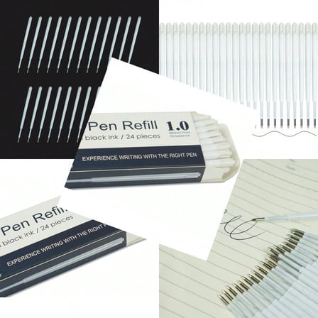 24 Pcs Ballpoint Pen Refills 1.0 mm Point Black Ink