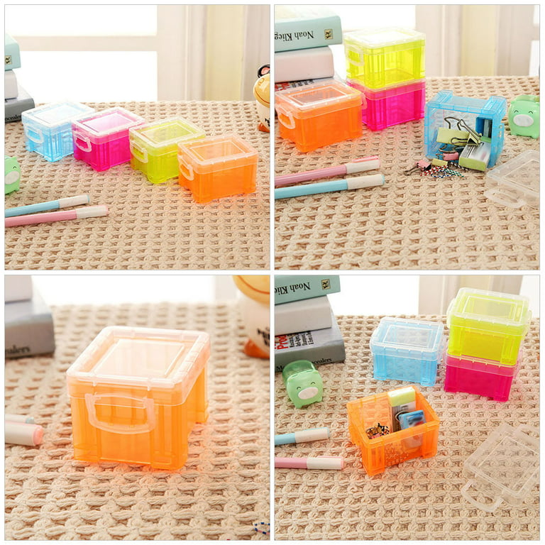Homemaxs 6pcs Plastic Storage Boxes with Lids Plastic Container Box Desk Car Storage Boxes, Size: 20x15cm