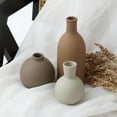 thumbnail image 3 of Ceramic Vase Set of 3, Vases Home Decor Pottery Vases for Bouquet Pampas Grass Dried Fresh Flowers, Table Living Room Kitchen Bedroom Bathroom, Brown, 3 of 7