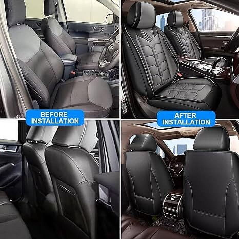 LAONNVIR Car Seat Covers Full Set Fit for Toyota RAV4 2013-2024 2025 Waterproof Leather Automotive Seat Cushion Protector(Black&Grey,5Seats)