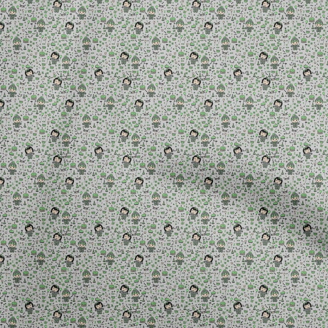 oneOone Cotton Flex Light Green Fabric Random Sewing Craft Projects Fabric Prints By Yard 40 Inch Wide