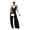 Black, variant on Women Deep V Neck Backless Jumpsuit Wide Leg High Waist Summer S-2XL