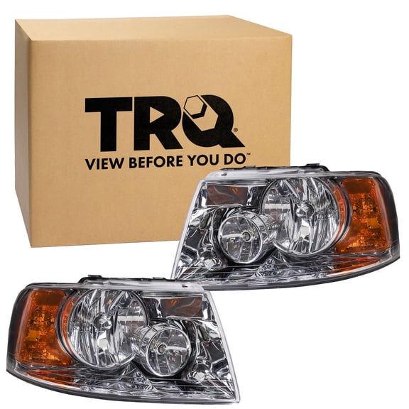 TRQ Headlight Assembly Set FO2502181 FO2503181 Fits 2003-2006 Ford Expedition