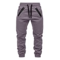 thumbnail image 5 of Men's Comfy Fit Biker Joggers with Zipper Pockets, Twill Casual Travel Long Pants Elastic Waist and Elastic Cuffs, Soft Breathable Trousers for Motorcycle Riding & Travel Wear Dark Gray, 5 of 5